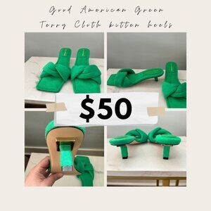 Good American kickstand Terry Cloth kitten heels - Green